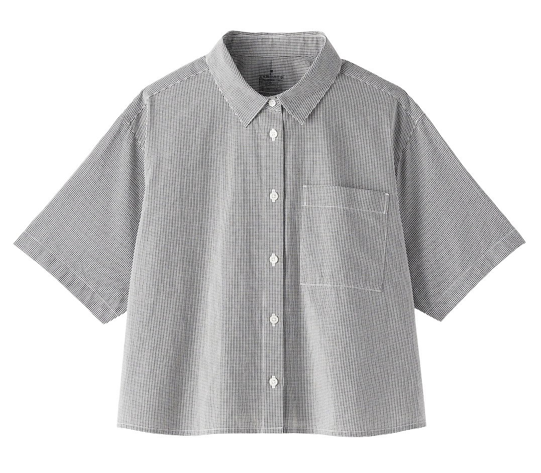 Black and white checkered short sleeved shirt