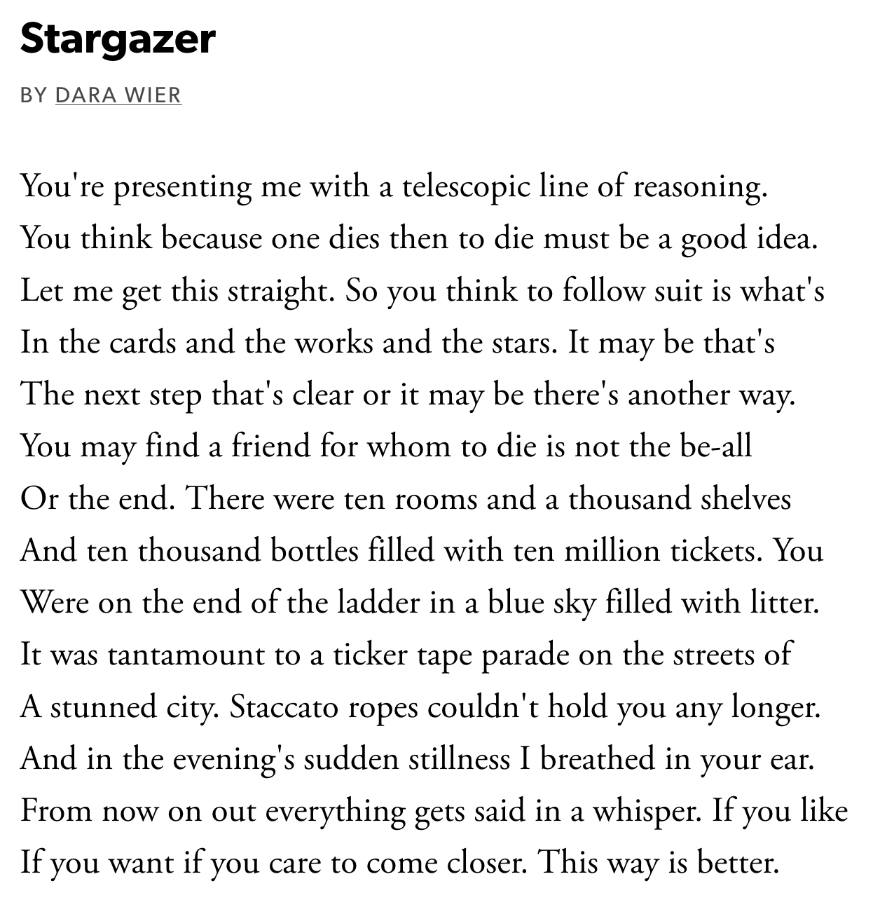Stargazer by Dara Wier