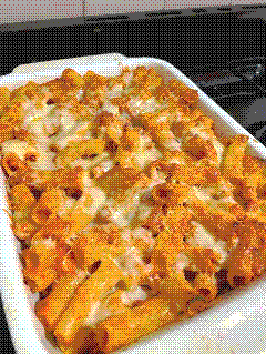 Tomato, egg & cheese pasta bake
